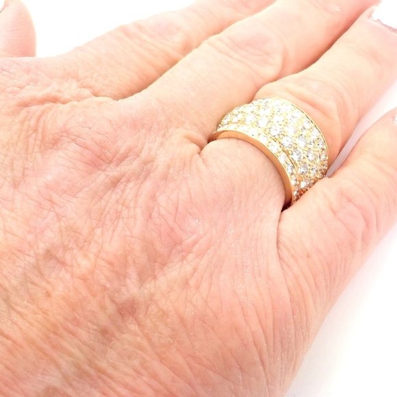 Authentic! Cartier Nigeria 18k Yellow Gold Diamond Wide Band Ring Size 53 - Picture 5 of 10